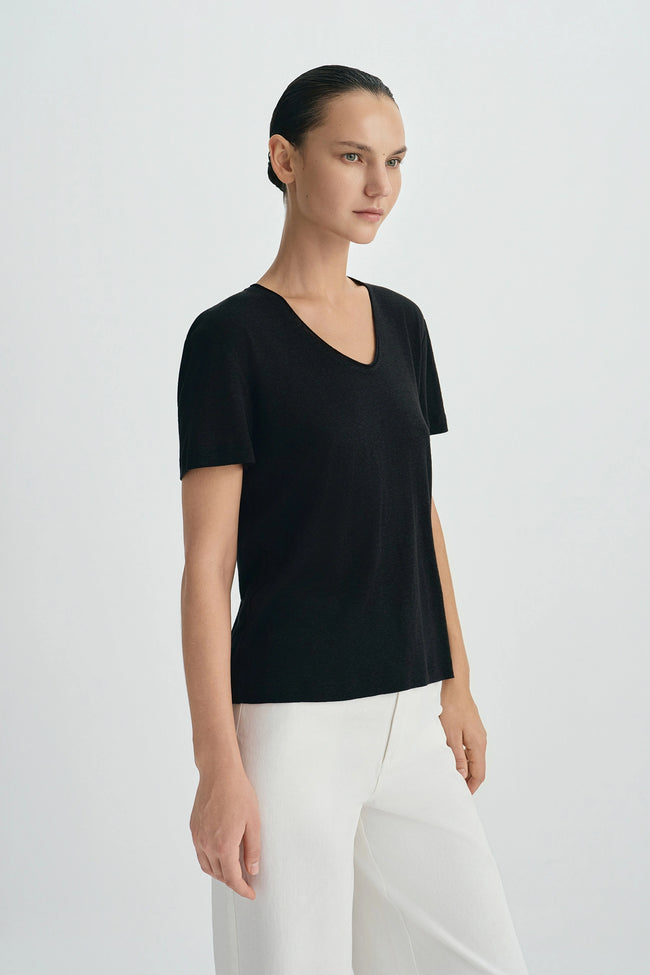 Caléa Scoop Neck Top-Black