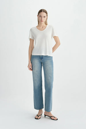 Caléa Scoop Neck Top-White