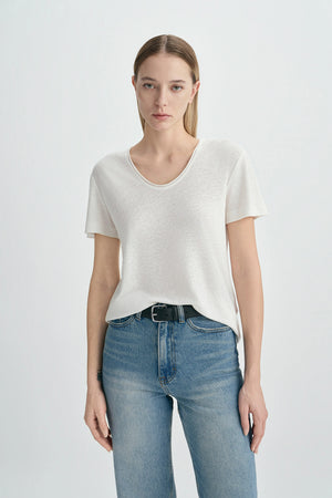 Caléa Scoop Neck Top-White