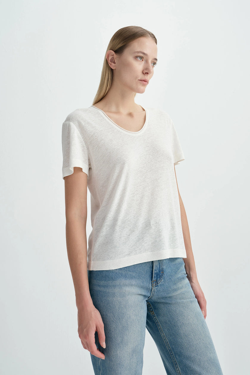 Caléa Scoop Neck Top-White