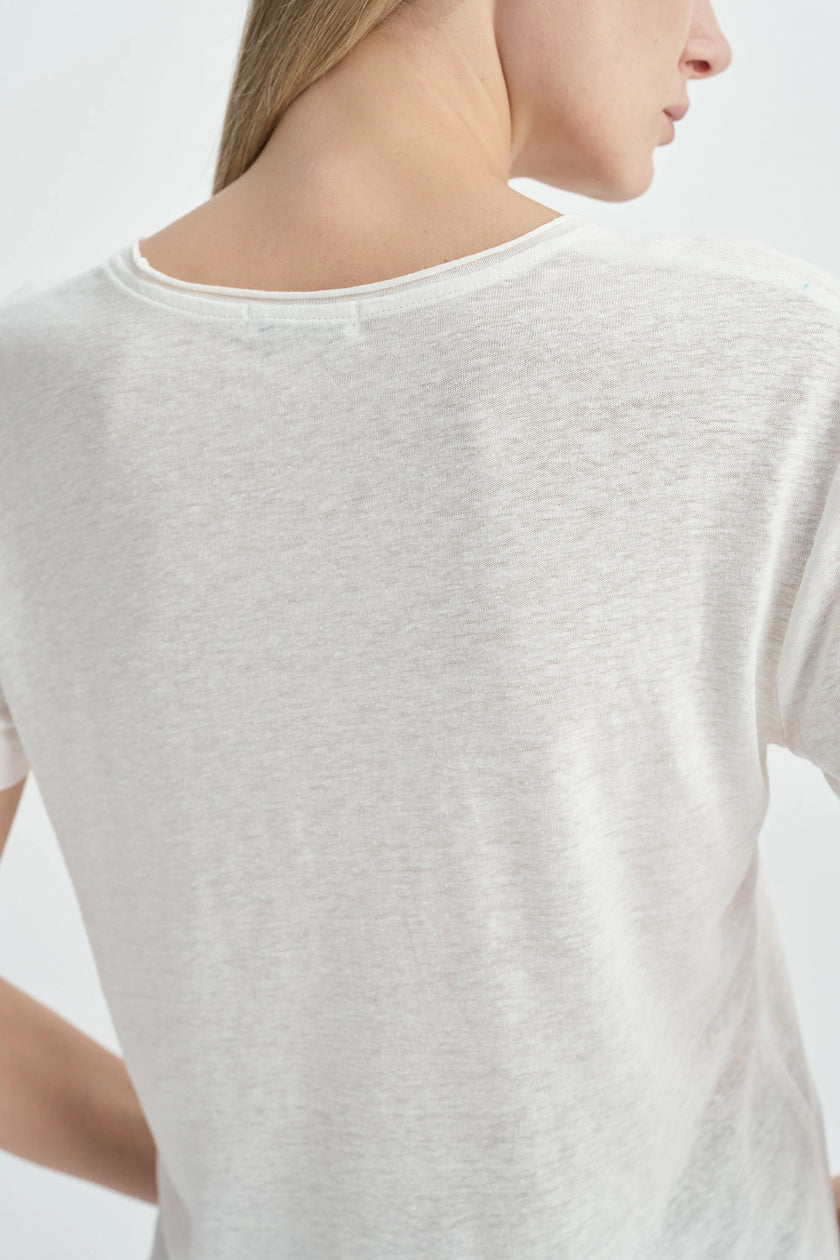 Caléa Scoop Neck Top-White