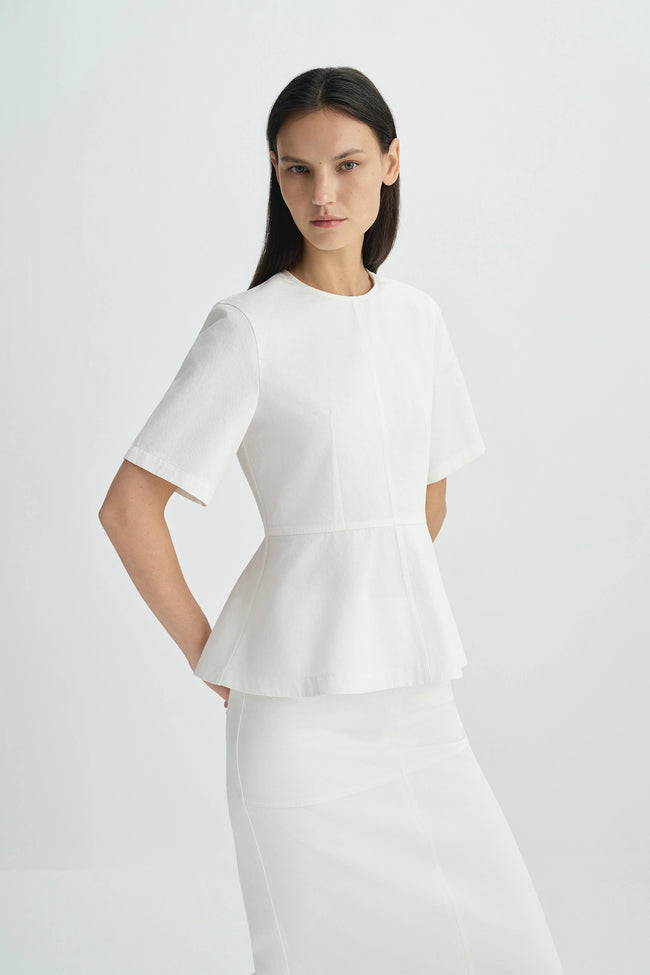 Soletta Peplum Top-Cloud