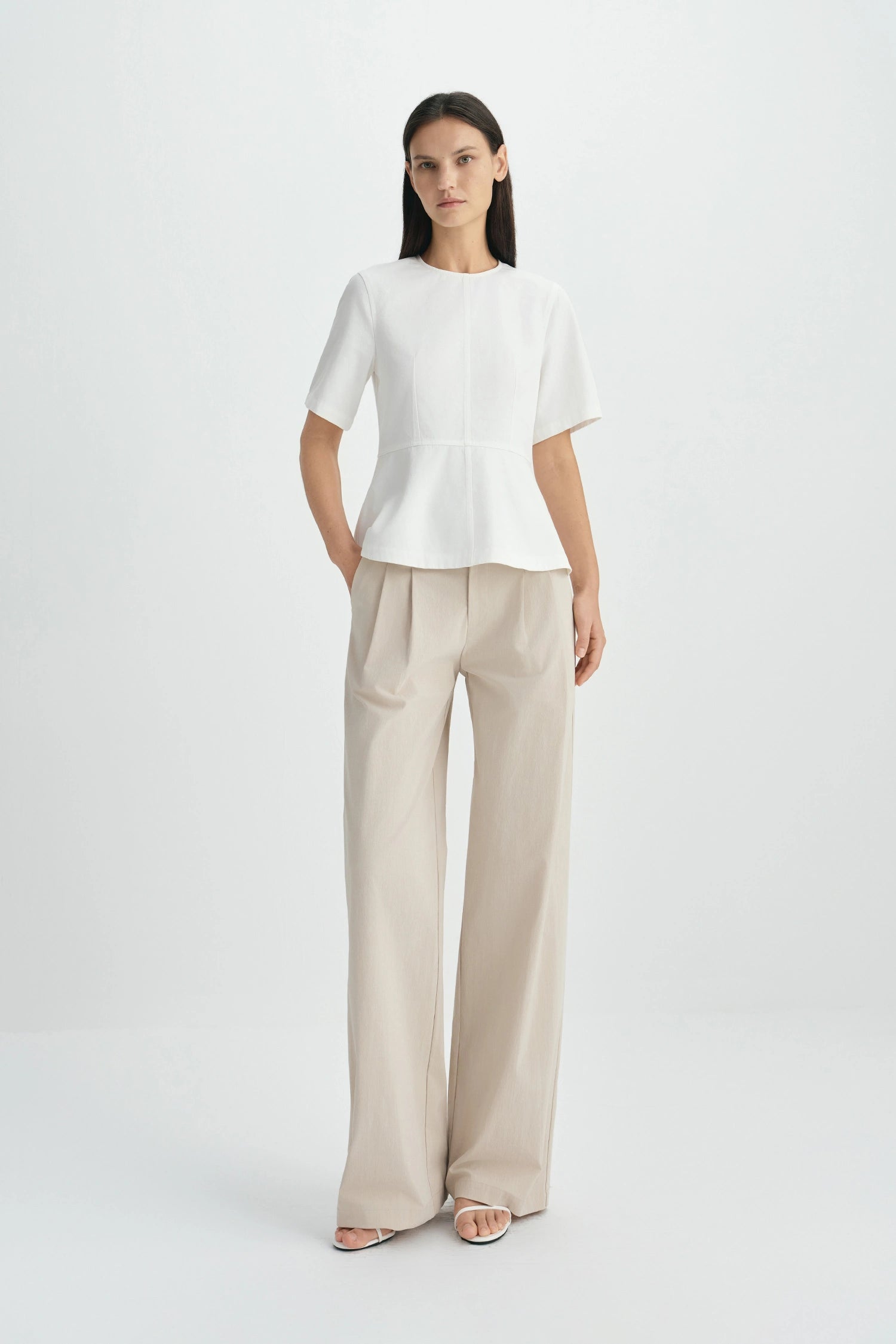 Soletta Peplum Top-Cloud