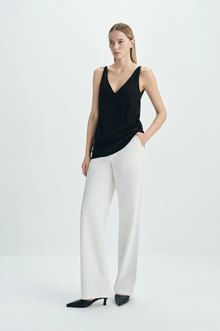 Isla V-neck Cami Top-Black
