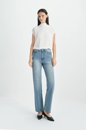 Serel Tie Neck Top-Cloud