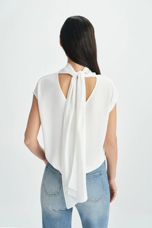 Serel Tie Neck Top-Cloud