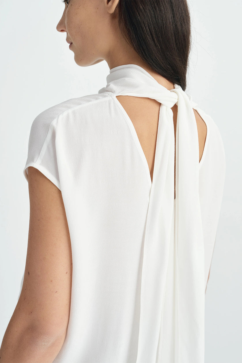 Serel Tie Neck Top-Cloud