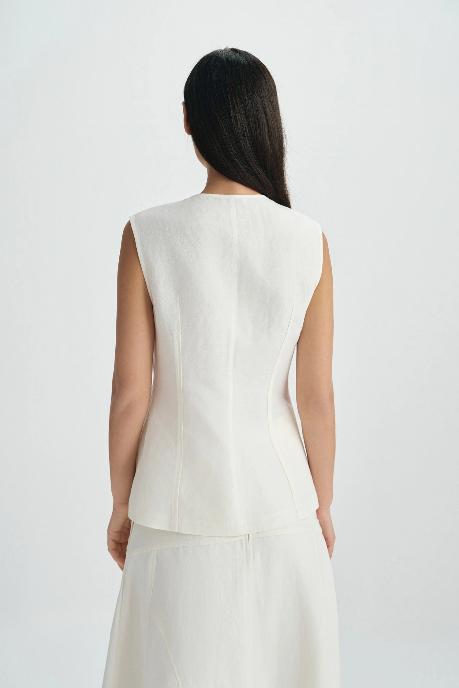 Luma Double Placket Top Egret