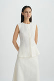 Luma Double Placket Top Egret