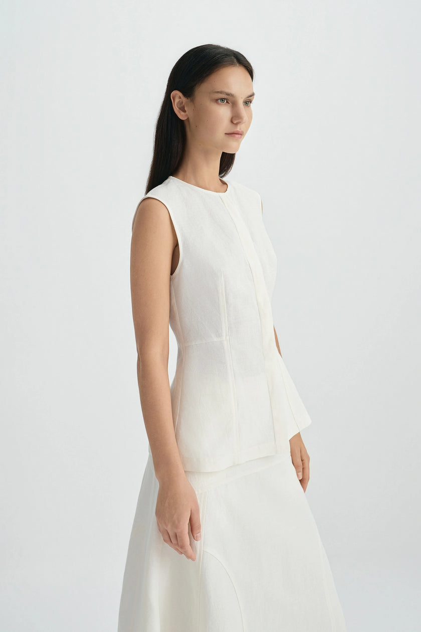 Luma Double Placket Top Egret