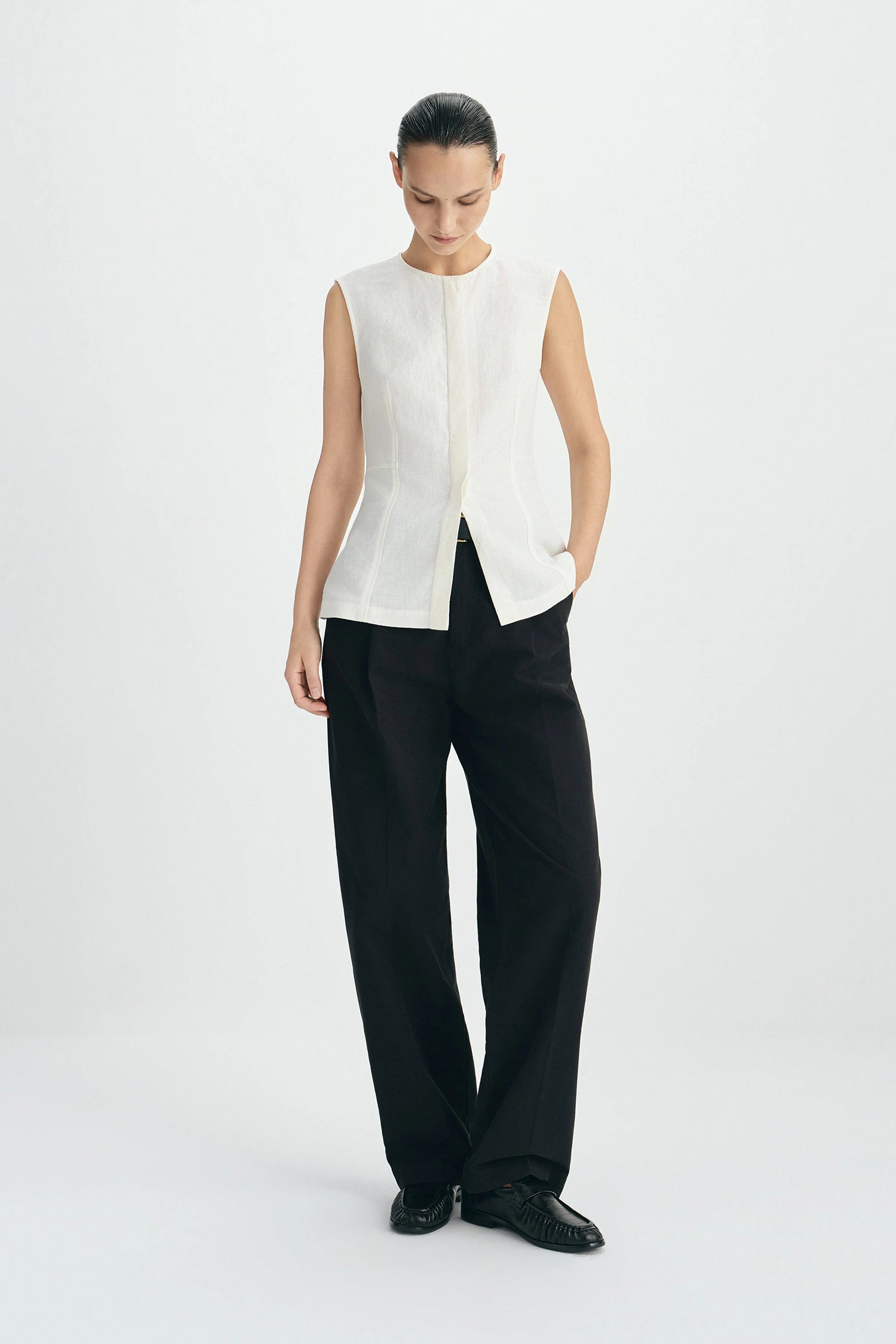 Luma Double Placket Top Egret