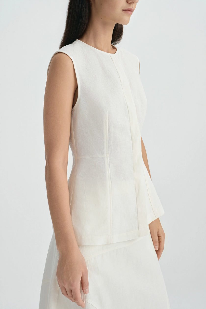 Luma Double Placket Top Egret