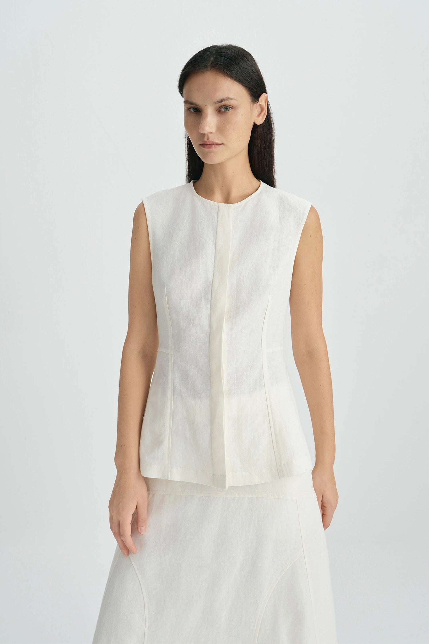 Luma Double Placket Top Egret
