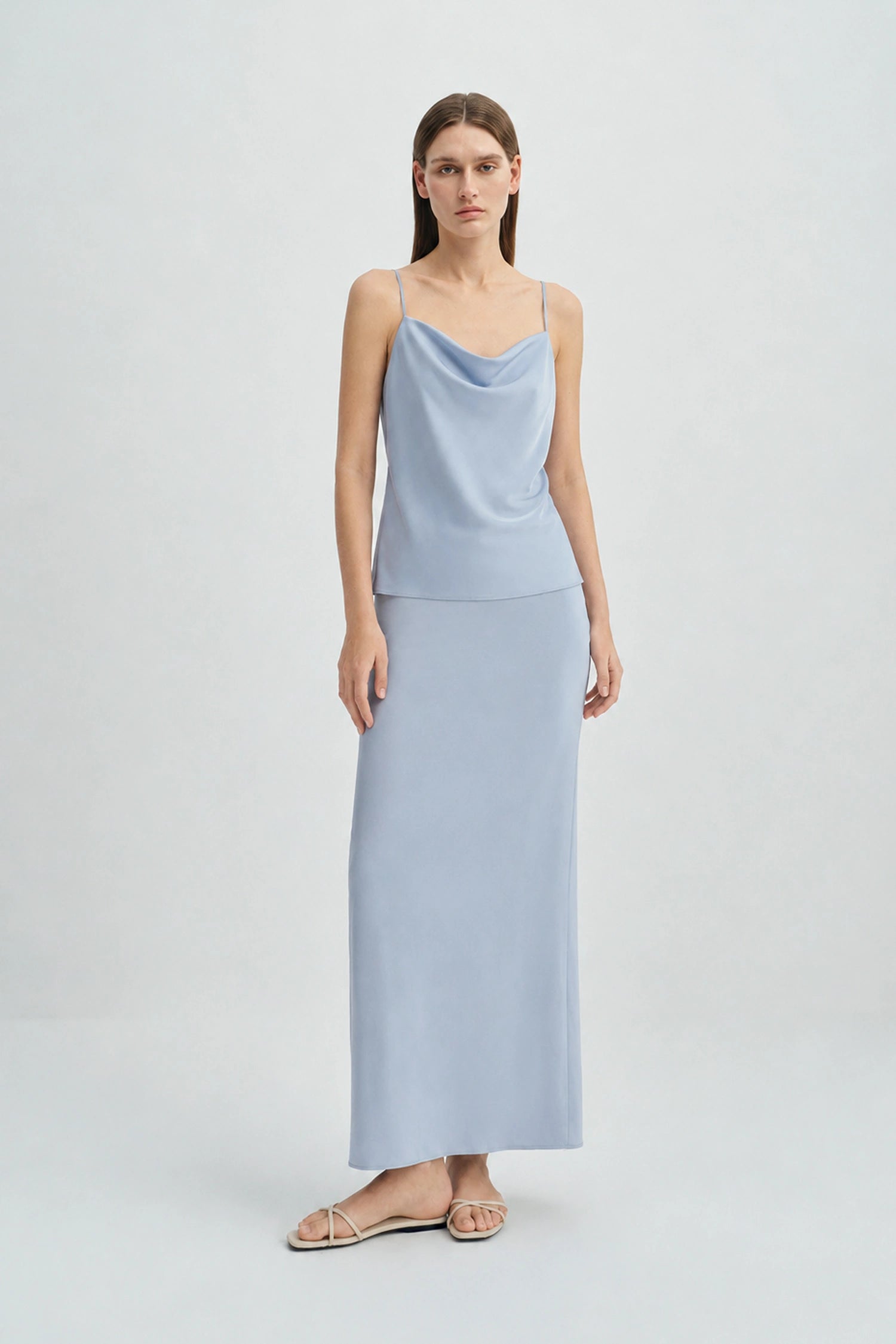 Aela Drape Neck Cami Top Chambray