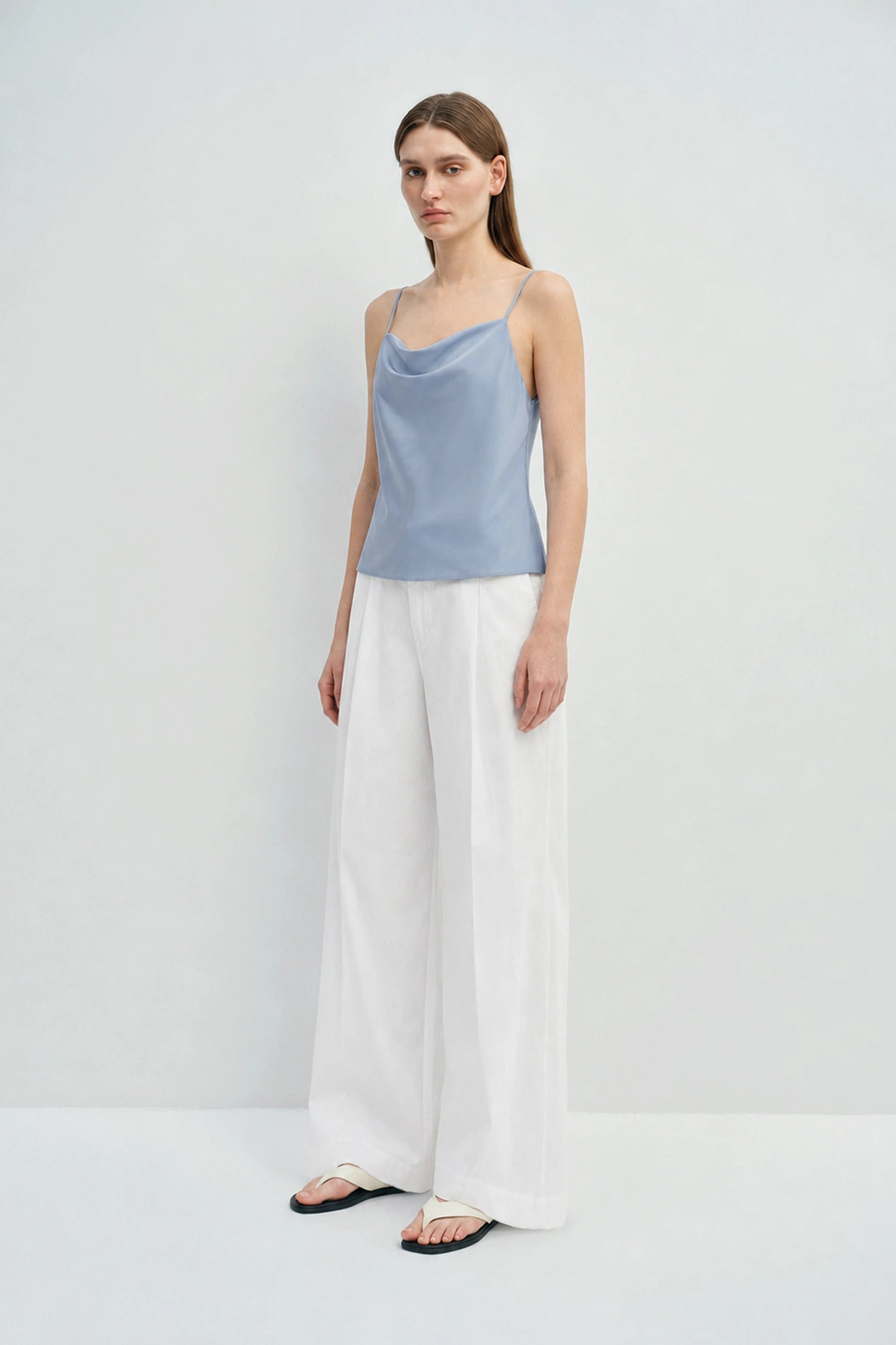 Aela Drape Neck Cami Top Chambray