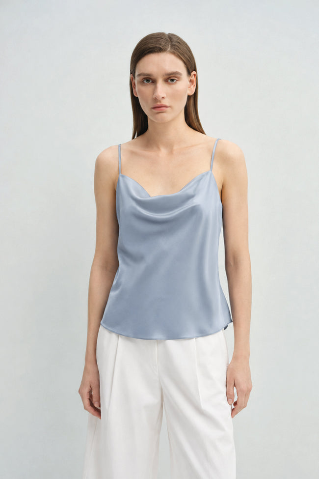 Aela Drape Neck Cami Top Chambray