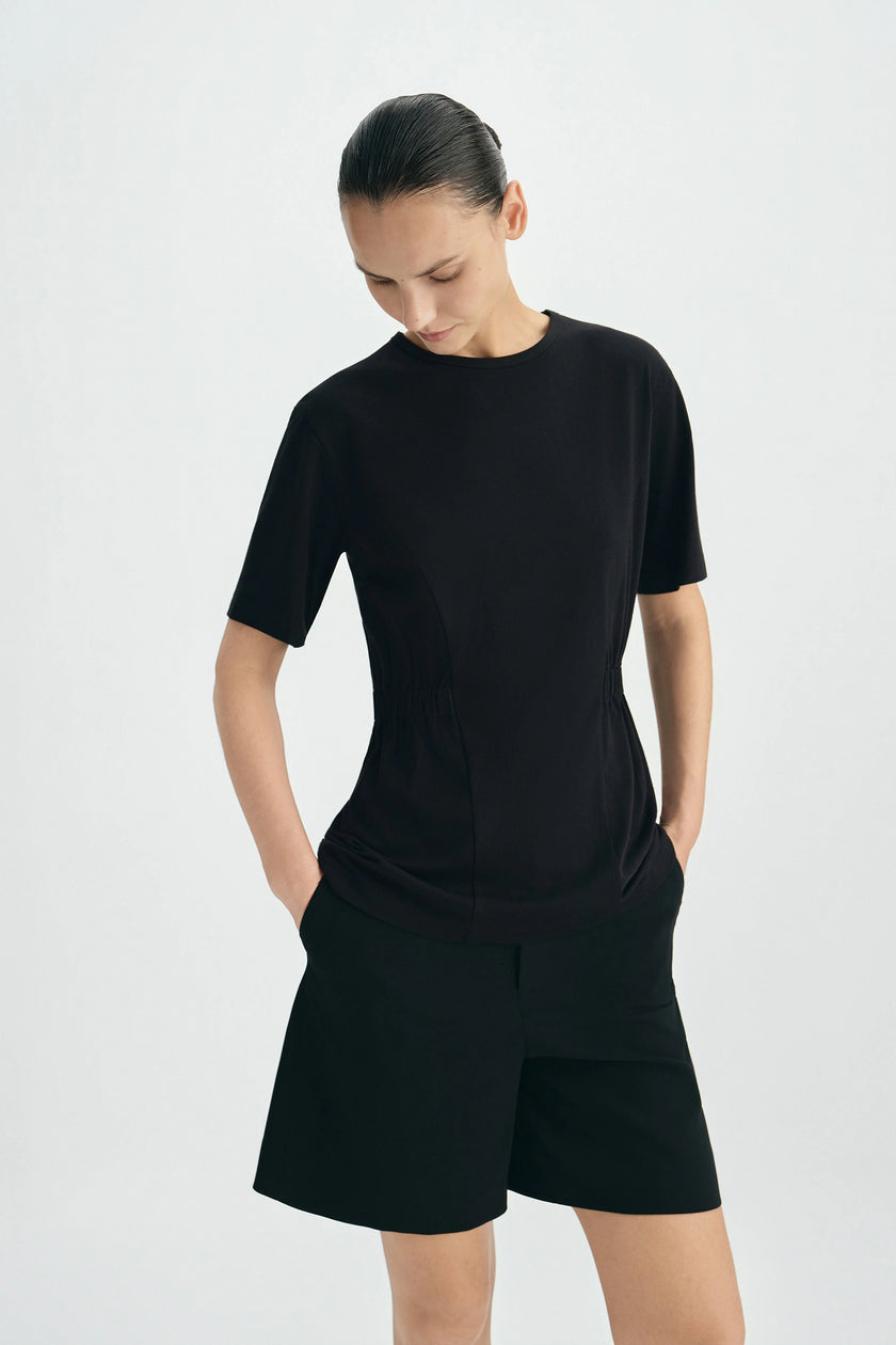 Aveline Cinched Waist Top Black