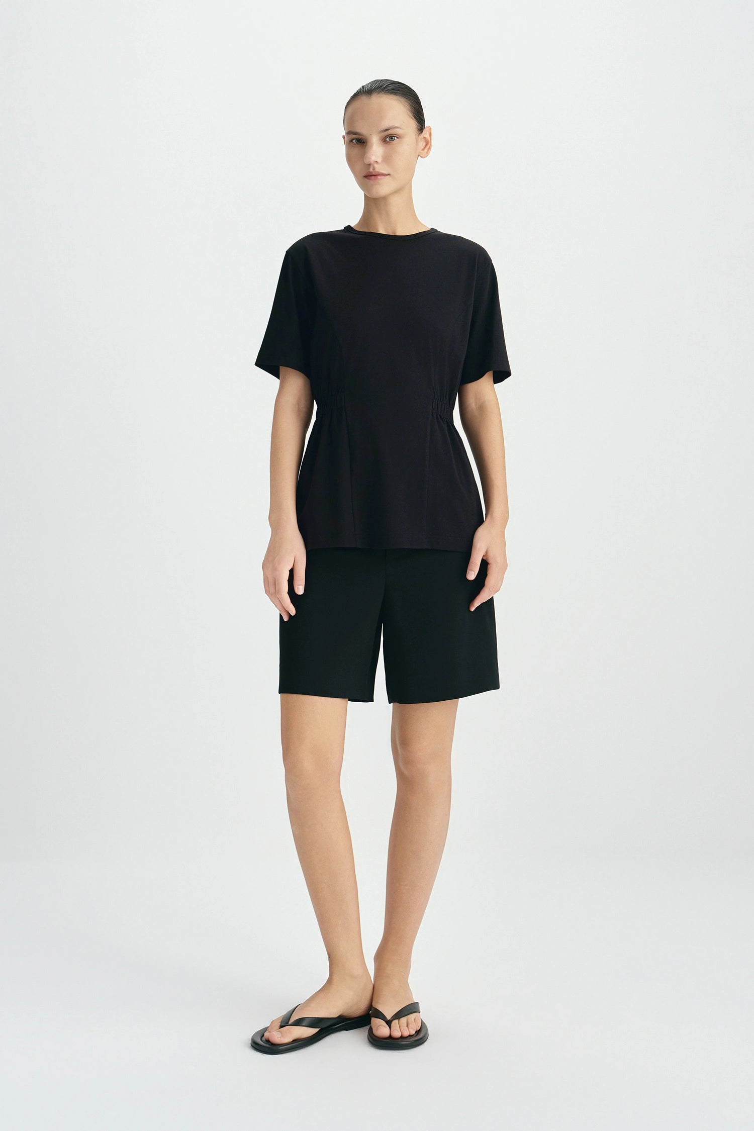 Aveline Cinched Waist Top Black