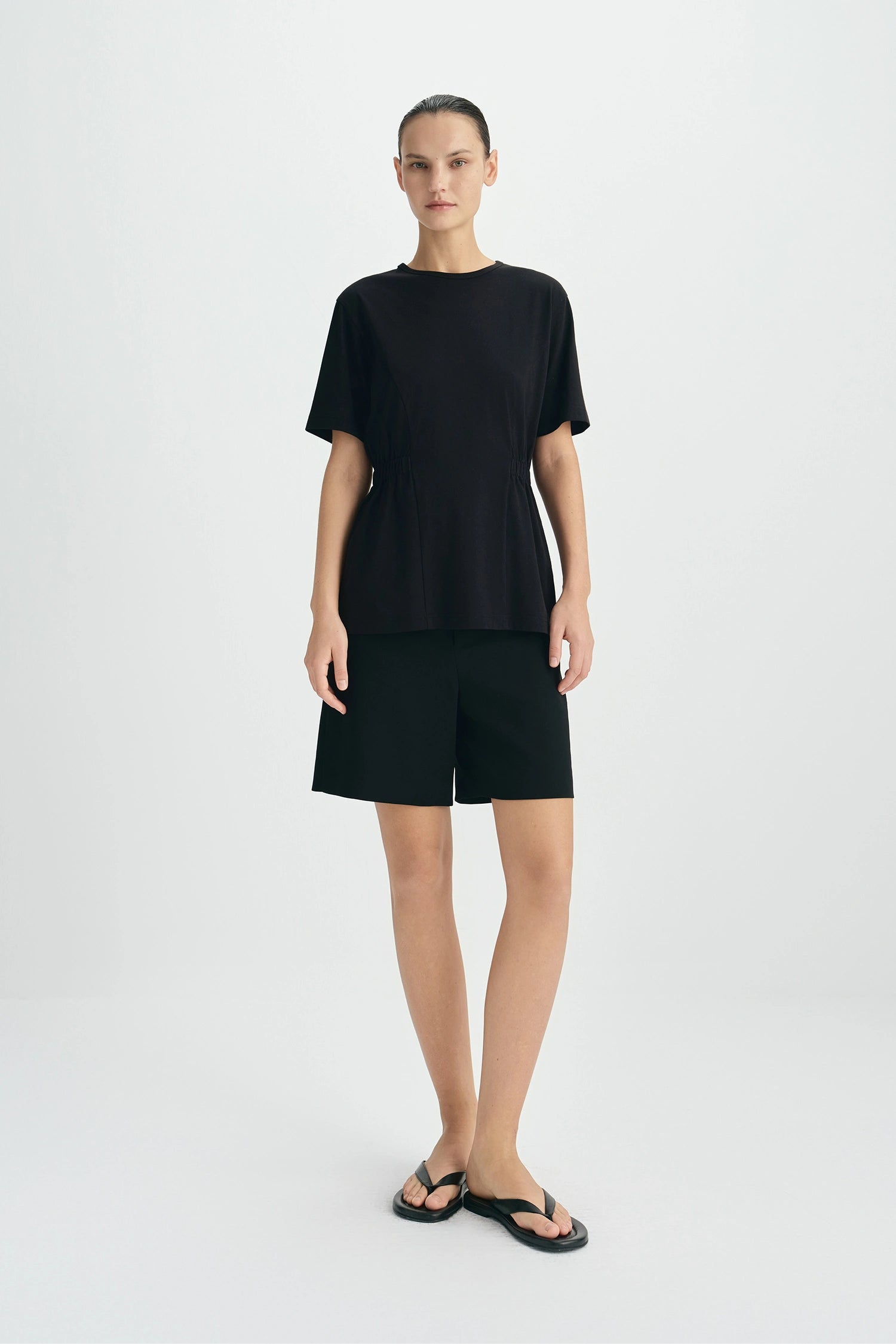 Aveline Cinched Waist Top Black