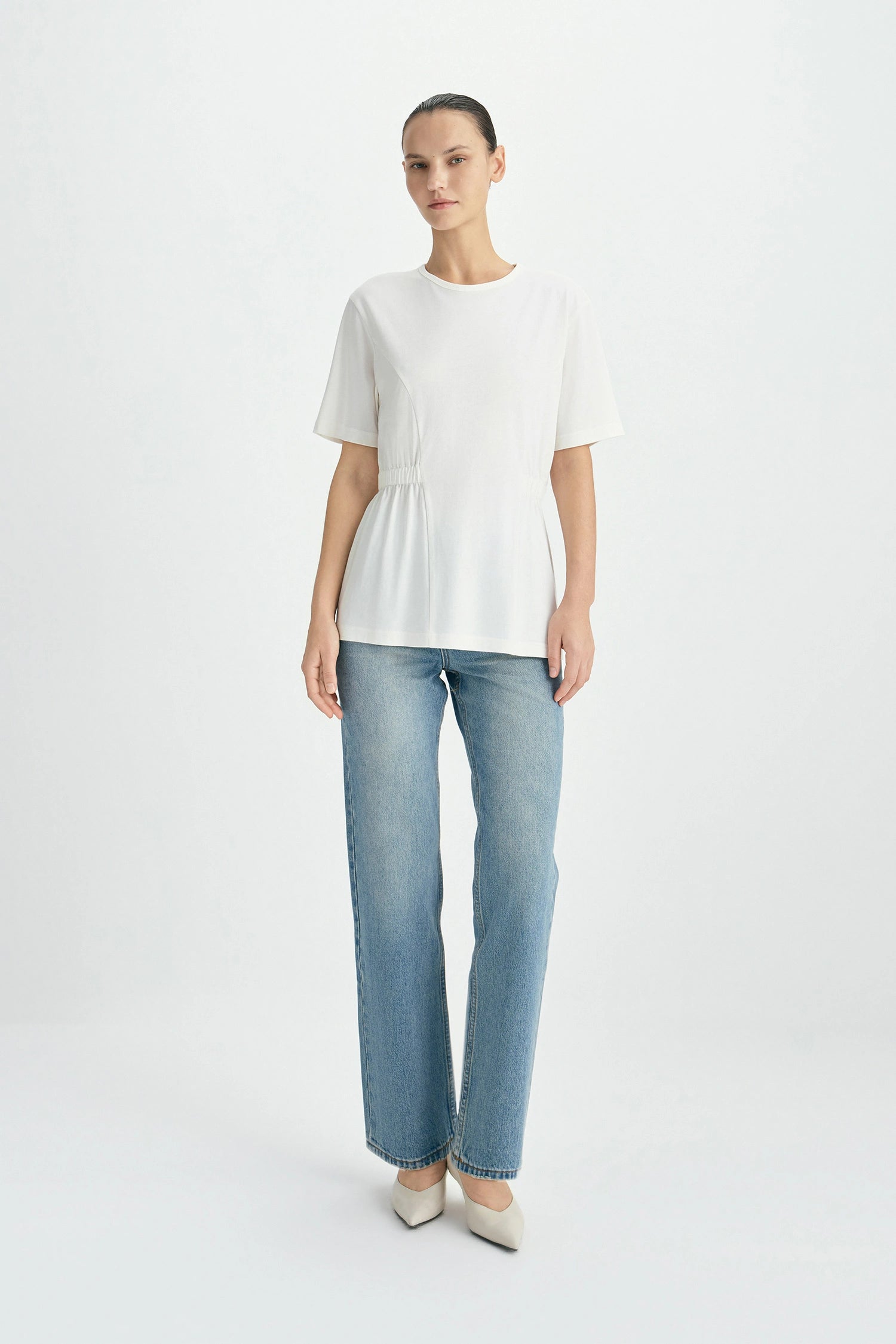 Aveline Cinched Waist Top Pearl