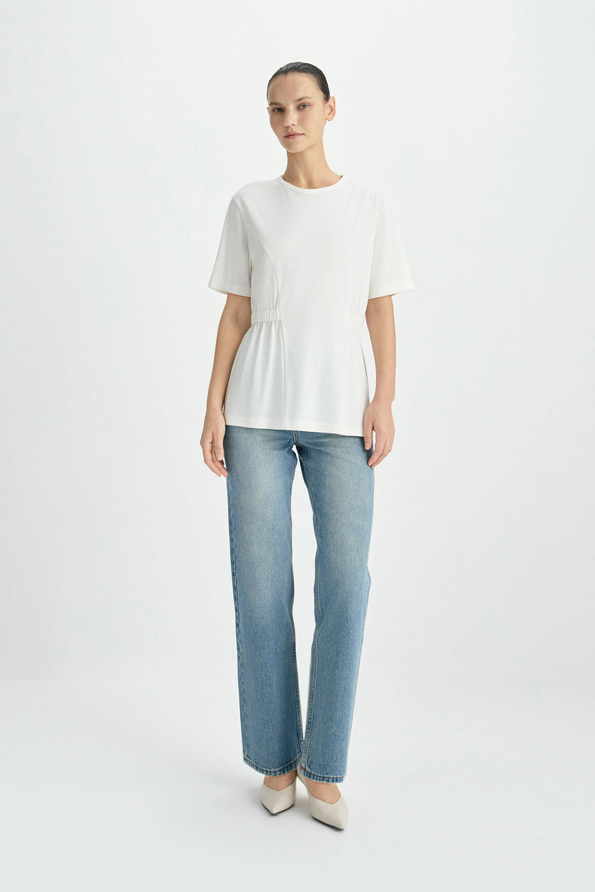 Aveline Cinched Waist Top Pearl