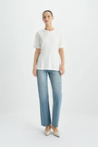 Aveline Cinched Waist Top Pearl