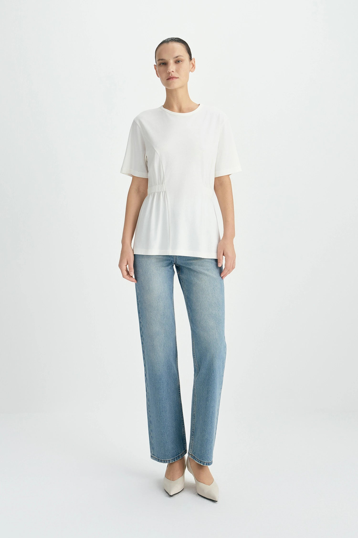 Aveline Cinched Waist Top Pearl