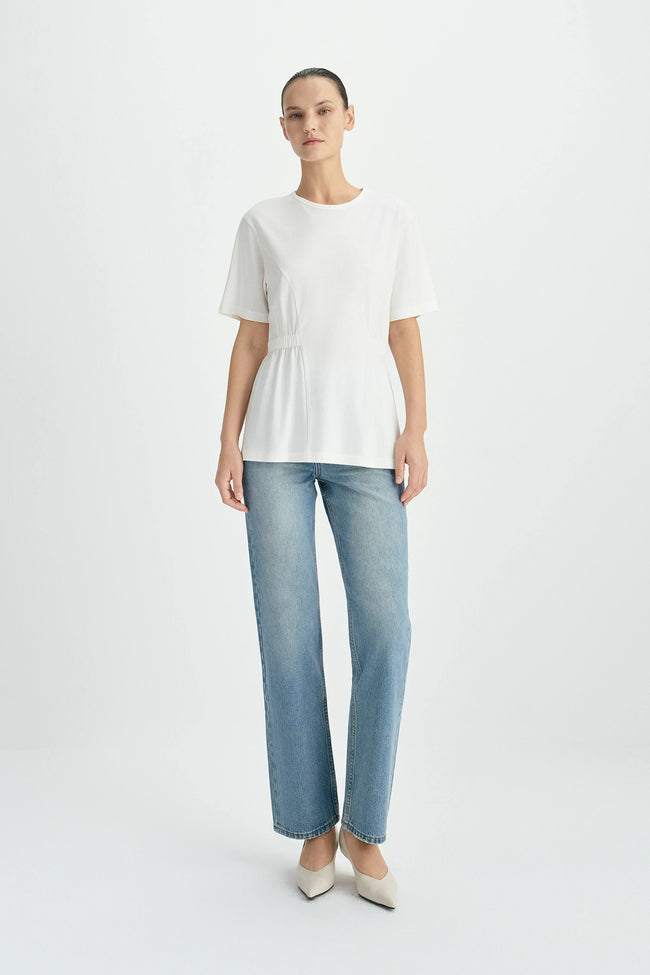 Aveline Cinched Waist Top Pearl
