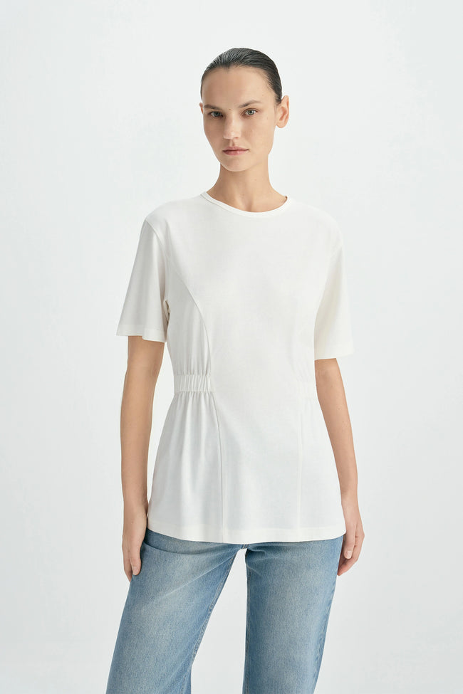 Aveline Cinched Waist Top Pearl