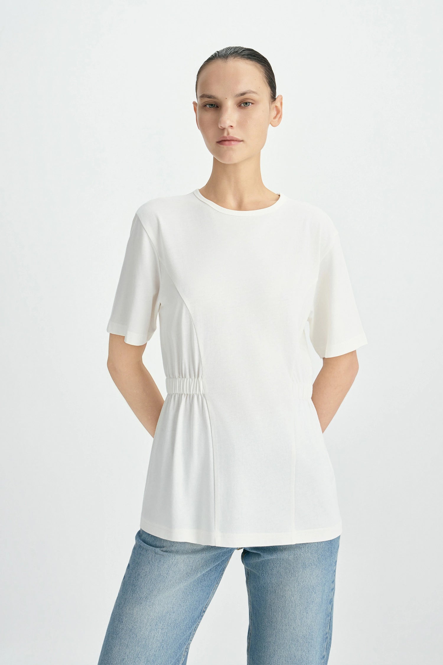 Aveline Cinched Waist Top Pearl