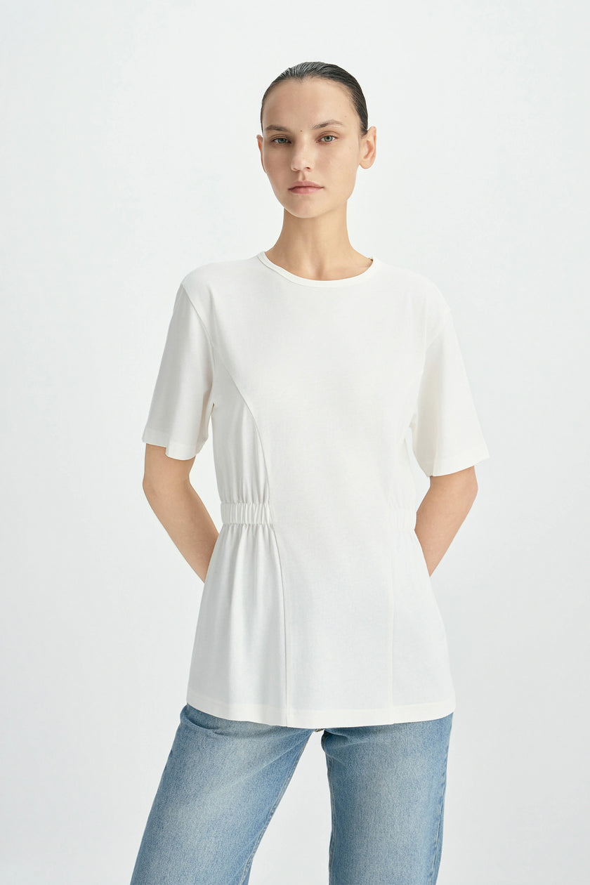 Aveline Cinched Waist Top Pearl
