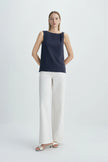 Lucida Twist Shoulder Top Navy