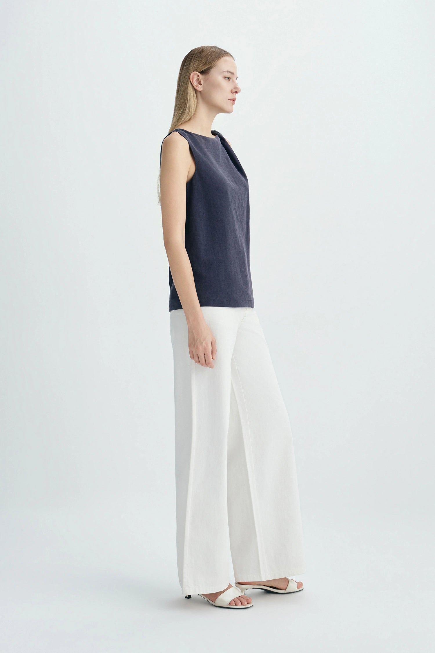 Lucida Twist Shoulder Top Navy