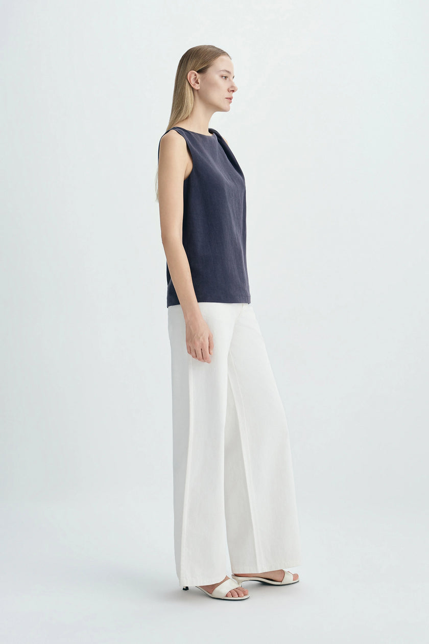 Lucida Twist Shoulder Top Navy