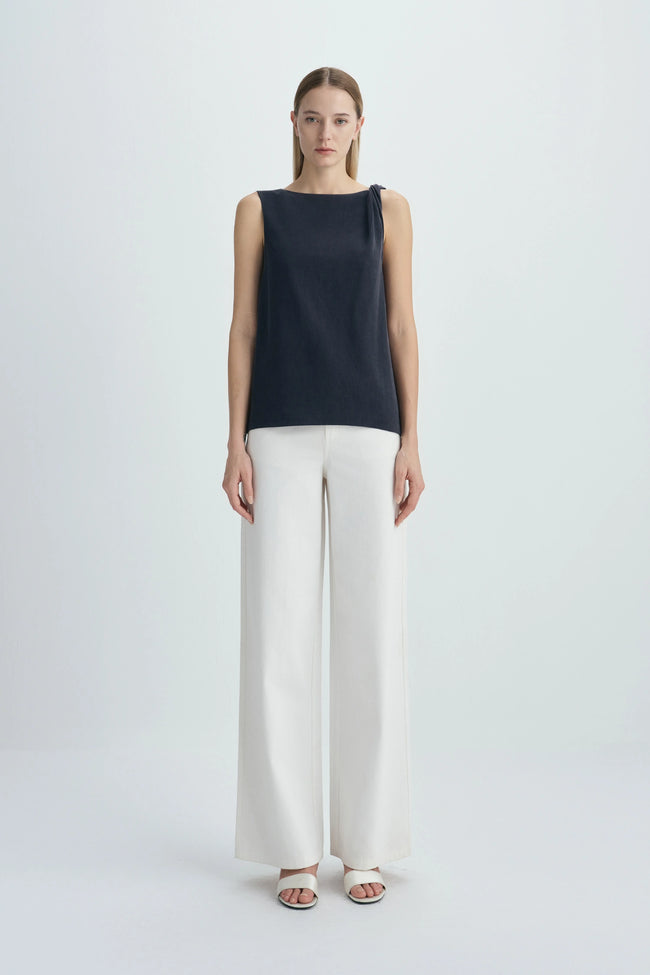 Lucida Twist Shoulder Top Navy