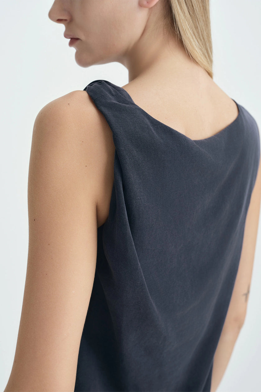 Lucida Twist Shoulder Top Navy