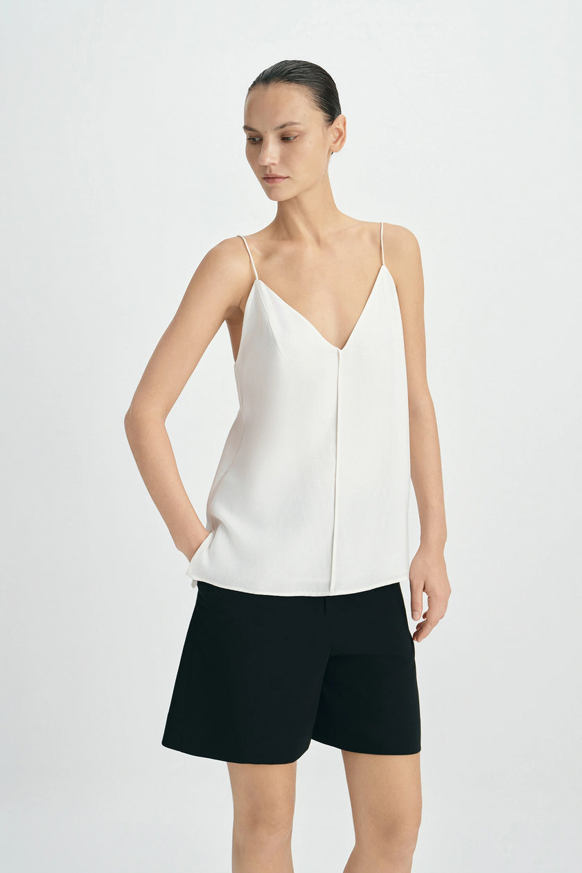 Velin Center Pintuck Cami Top Egret