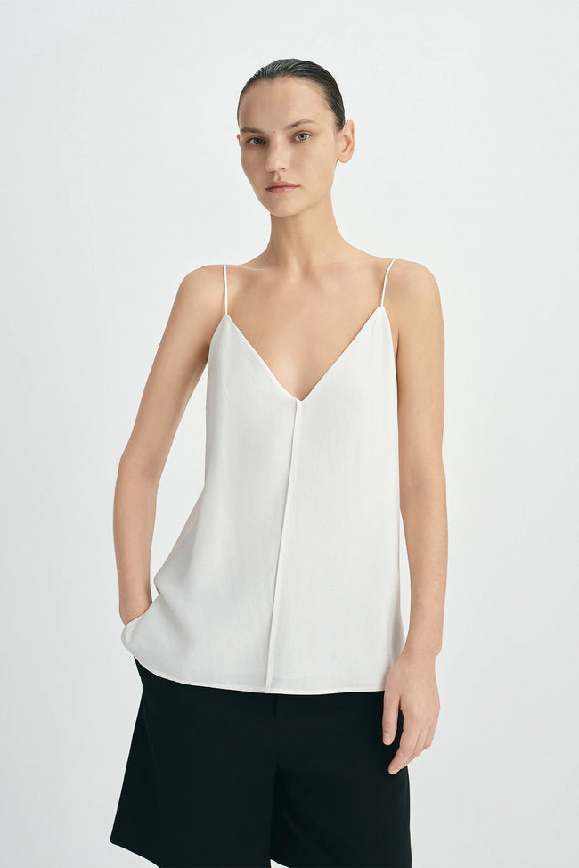 Velin Center Pintuck Cami Top Egret