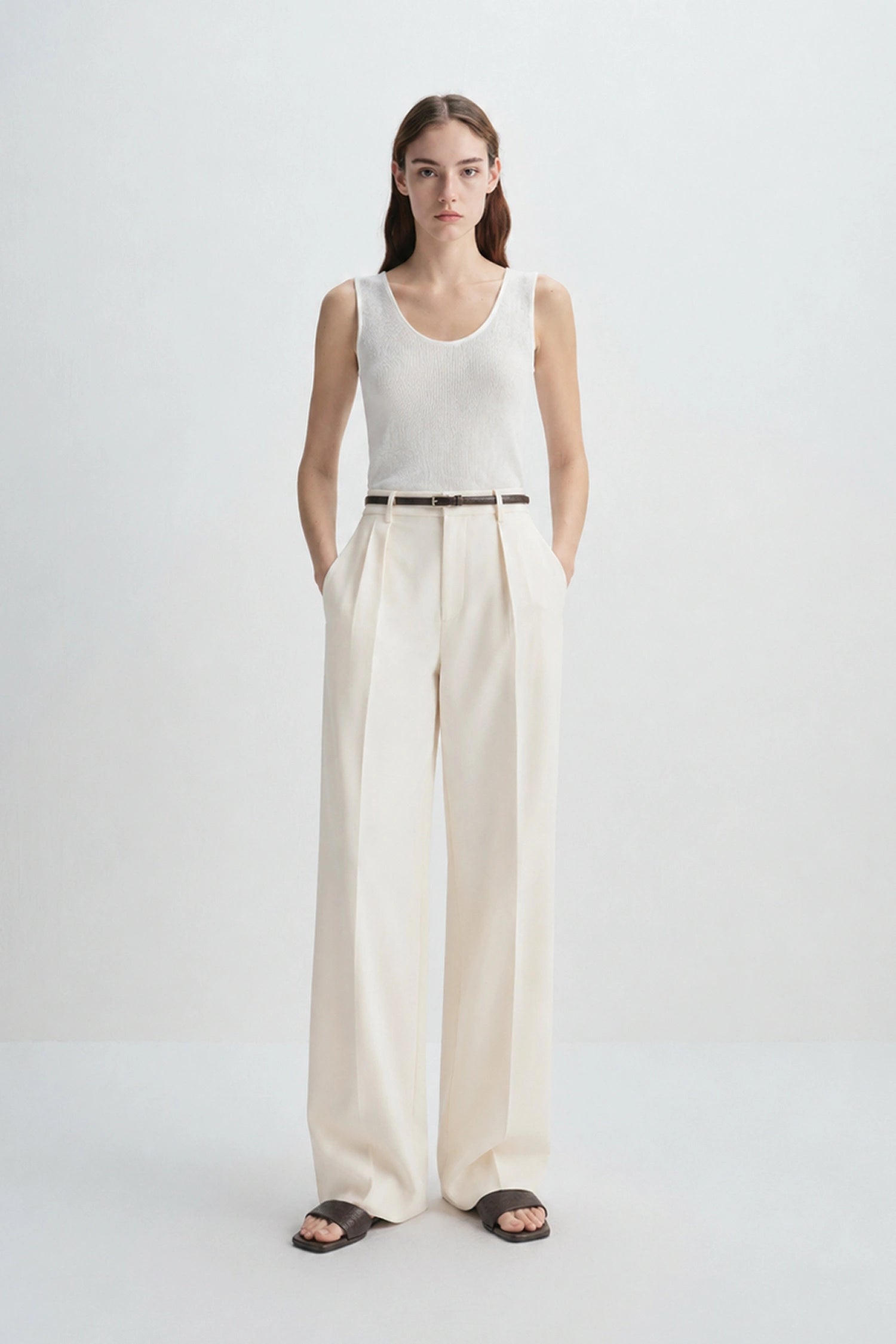 Brisa Sheer Textured Tank Marshmallow