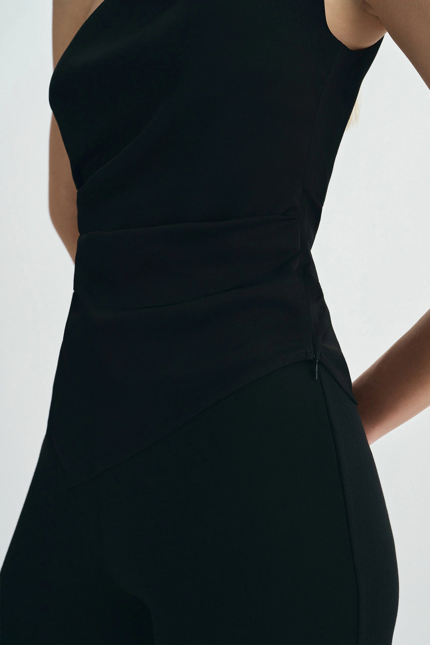 Zinnia One Shoulder Top Black