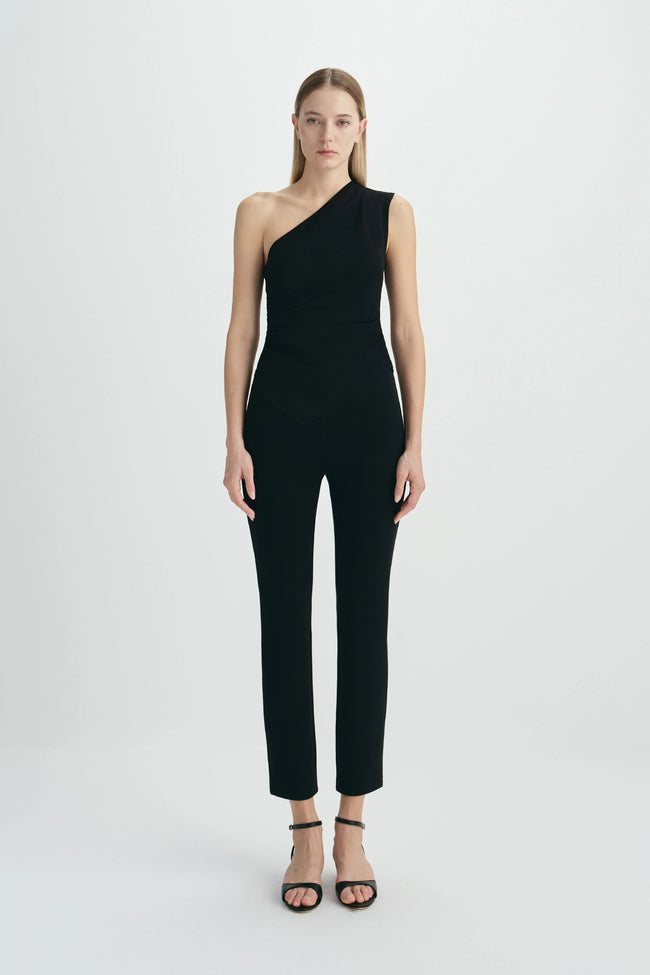 Zinnia One Shoulder Top Black