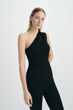 Zinnia One Shoulder Top Black