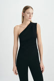 Zinnia One Shoulder Top Black