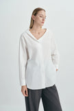 Liora Asymmetric Neck Shirt-White