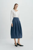 Liora Asymmetric Neck Shirt-White