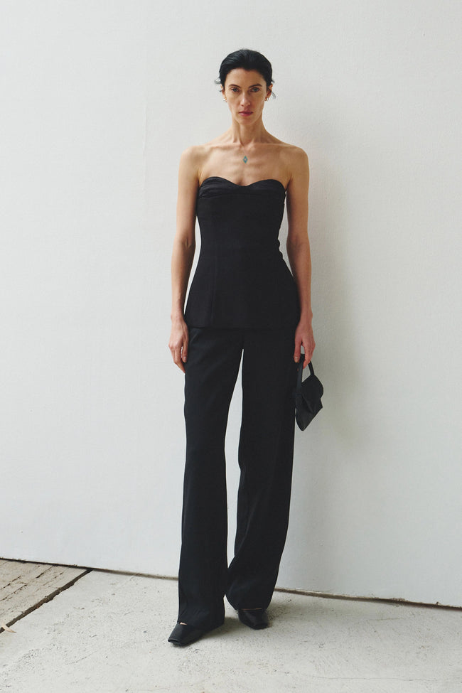 Lunis Sweetheart Strapless Top-Black