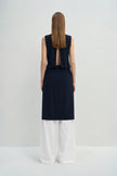Vento Back Slit Top Navy