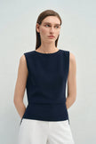 Vento Back Slit Top Navy