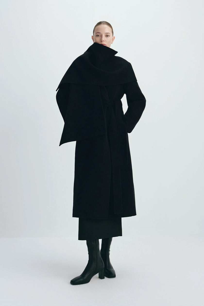 Grand Scarf Coat Black
