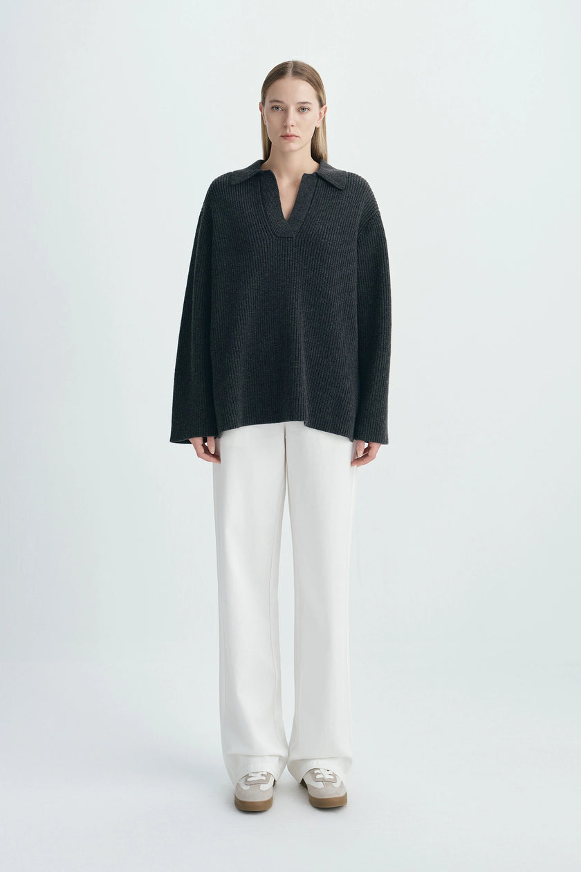 Crémieux Boxy Polo Sweater Cinder